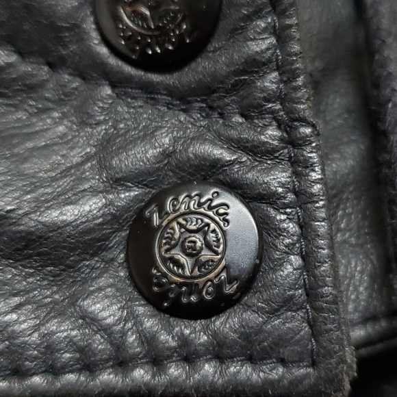 VINTAGE 80s Zenia Black Leather Hooded Tie-Waist Thermolite Lined Layered Jacket - Picture 6 of 16